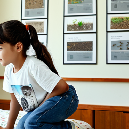 **

A young girl, around 10 years old, wearing a casual, fully clothed outfit, like jeans and a t-shirt, carefully observing an ant farm in her brightly lit bedroom. The ant farm is detailed, showing the ants creating tunnels. The room is decorated with posters of insects and nature. Safe for work, appropriate content, fully clothed, modest, family-friendly, perfect anatomy, correct proportions, natural pose, well-formed hands, proper finger count, natural body proportions, professional photography, high quality.

**