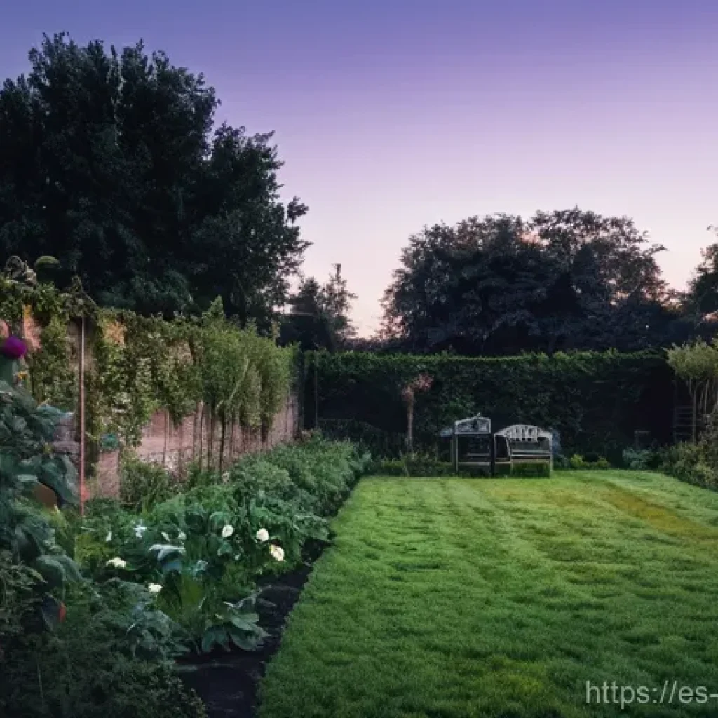 곤충 서식지 변화와 영향 - **Prompt:** An empty, desaturated garden at dusk, conveying a sense of loss and silence. The once vi...
