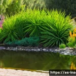 Home 21 곤충 생태계 보존 방안 - A vibrant urban native garden scene in a Spanish-speaking city, showing diverse flowering plants, sh...