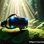 Home 19 곤충 관련 VR 콘텐츠 - A highly detailed 3D rendering of a virtual reality insect microhabitat, showcasing close-up views o...
